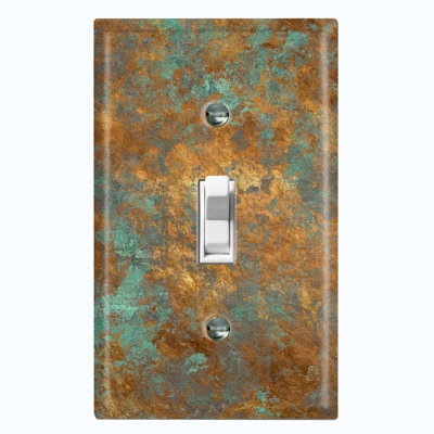 Copper Rust Patina Teal Print 1 - Gang Toggle Light Switch Standard Wall Plate