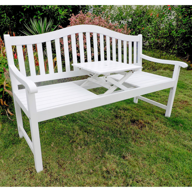 Leone Solid Wood Acacia Outdoor Bench, Antique White