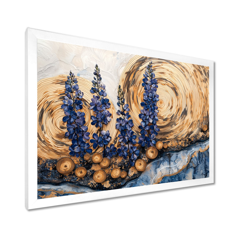 «Blue Bonnets Flowers On A Wood Slide Landscape IV - Blue Bonnets», art mural sur toile, Cadre simple, H 12 po x l 20 po