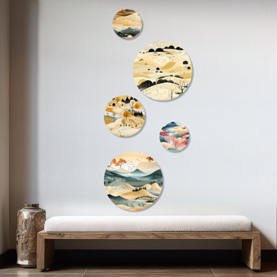 Marcellius - Ensemble abstrait d'art mural rond abstrait de 5