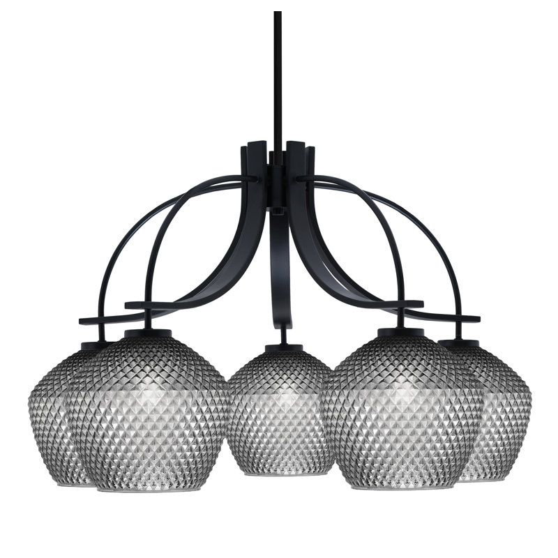 Lustre Cavella Light, Noir mat, H 19 po x l 29,75 po x P 29,75 po, 5