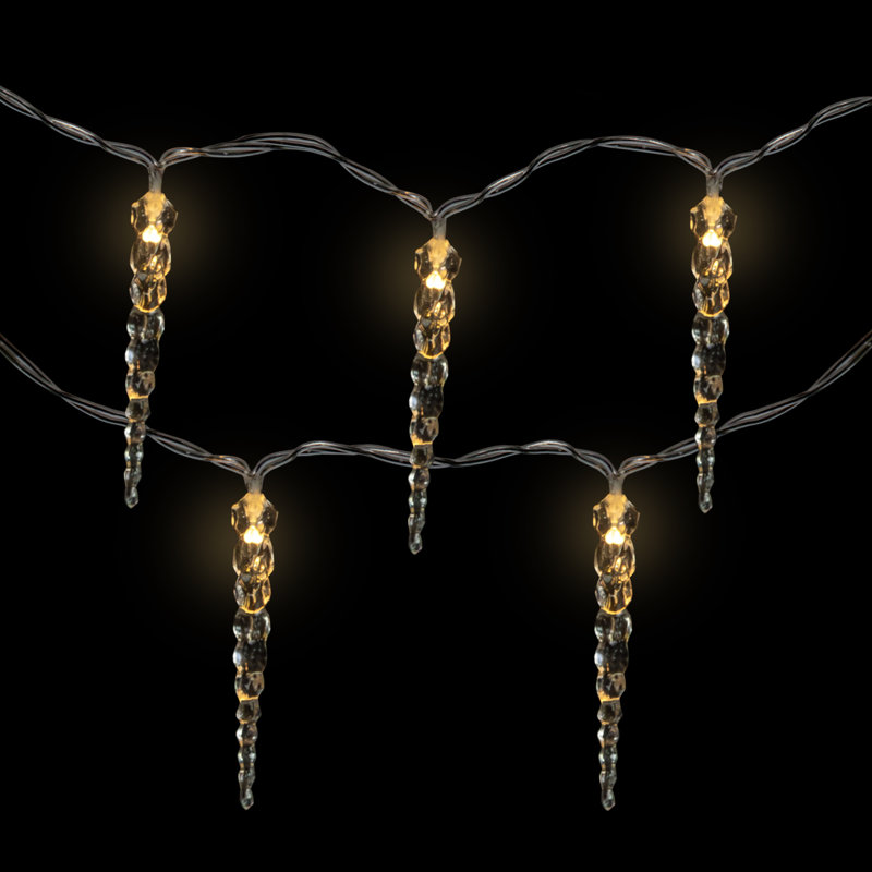 Guirlande de glaçons de Noël - blanc chaud - fil transparent 4,5 pi - 10 carats