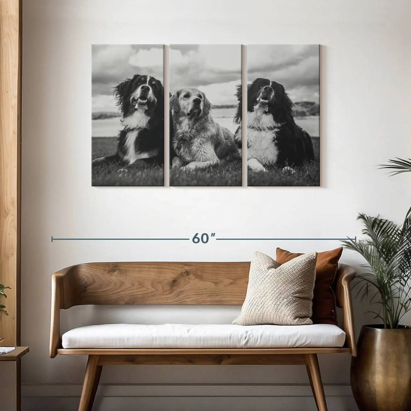 Bernese Mountain Dogs, 28" H x 45" W