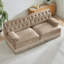 Canapé-lit de style Chesterfield en tissu de velours doux à boutons et à jupe à franges, facile à assembler-1999197553