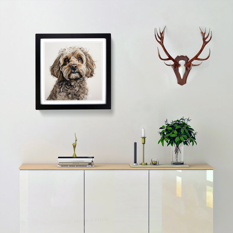 Cockapoo Drawing - Framed Print, Black