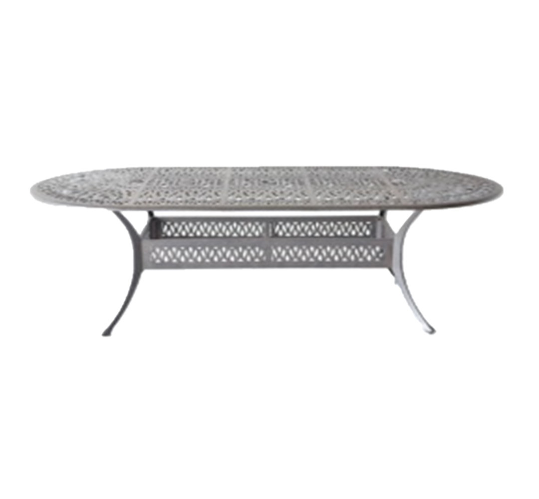 Huttig Oval Metal Outdoor Dining Table With Umbrella Hole , in. W 42'' in. D Bloomsbury Market Table