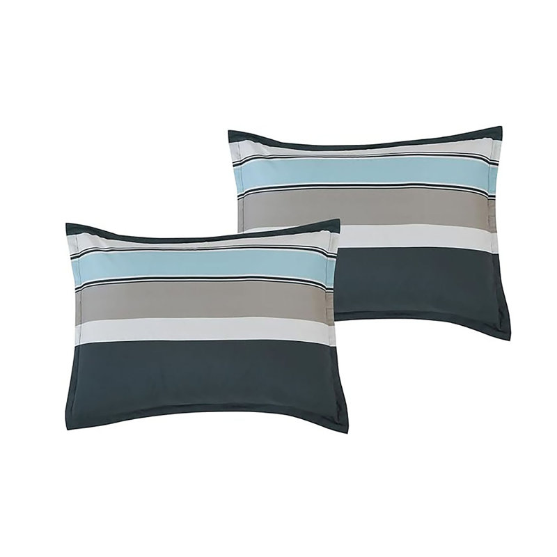 Ensemble d'édredon à rayures bleu marine 7 pièces, Édredon de très grande taille et 6 pièces suppl