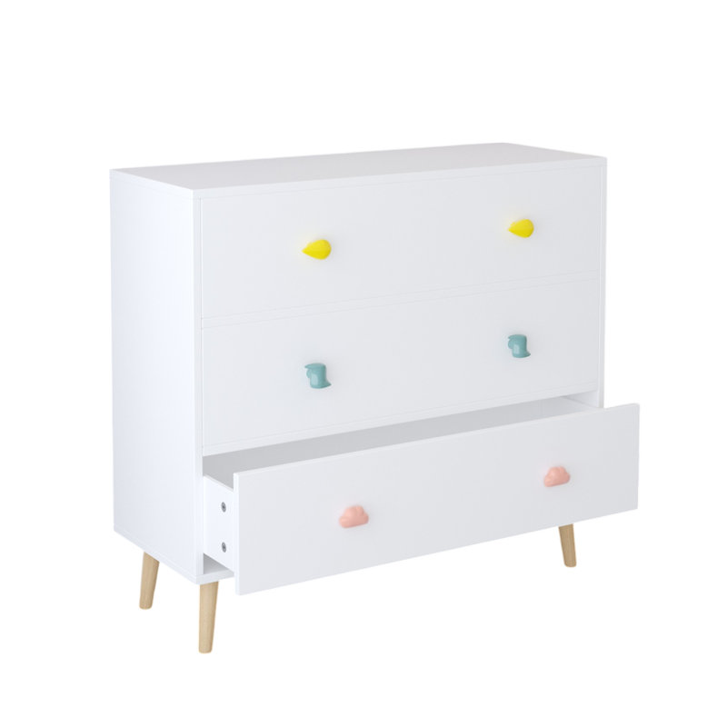 Kids 3 Drawer Dresser With Anti-Tip Design, Ideal For Nursery And Bedroom Storage, Versatile And Safe For Toddlers, White