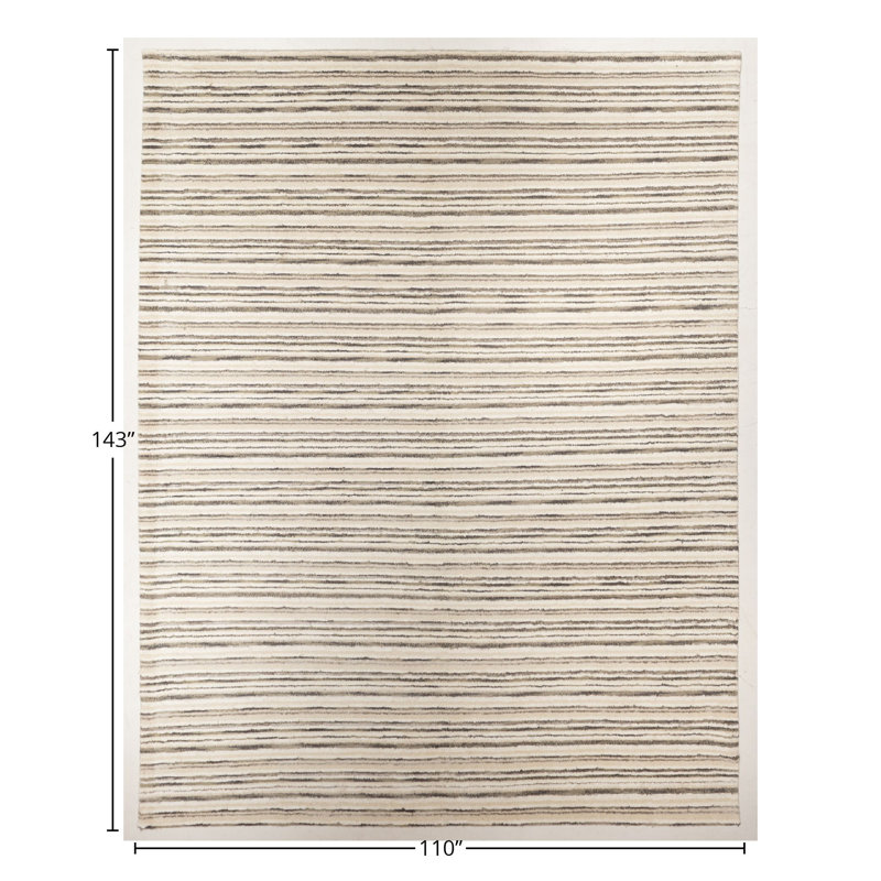 Hand Knotted Striped Area Rug in Gray