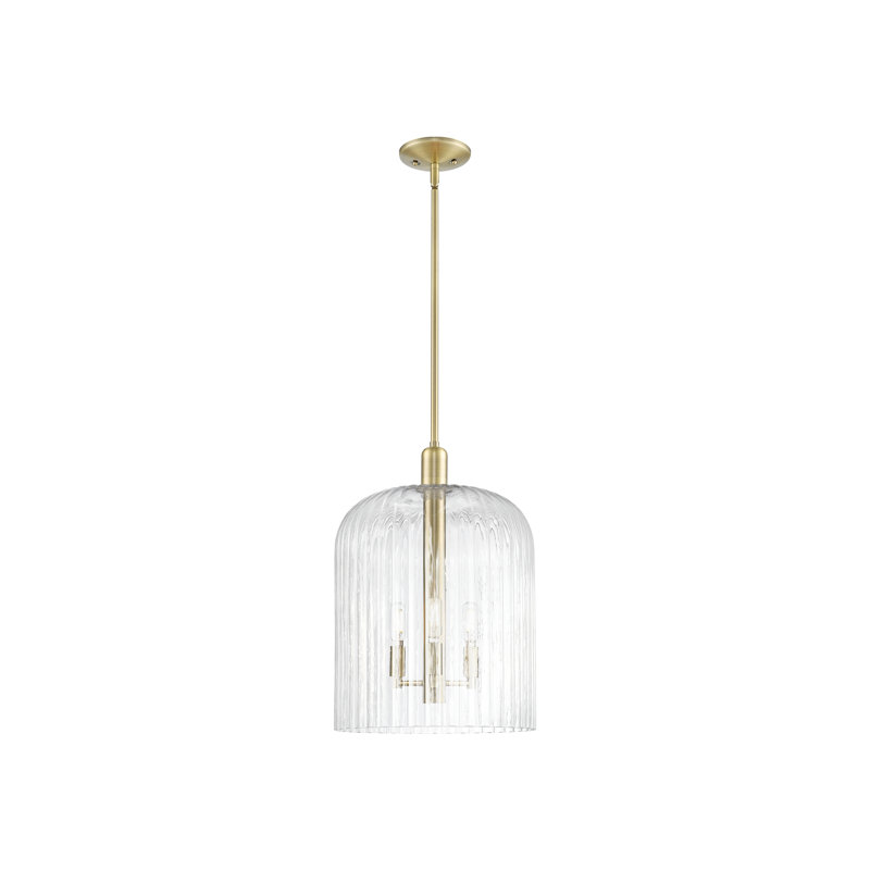 Downtown Urban - Voile de mariée - Mini-luminaire suspendu 3 tiges 12 po - Abat-jour, Clair, Nickel poli