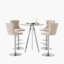 Ensemble de hauteur de bar, table de salle à manger ronde en verre trempé et chaises de salle à manger réglables en velours.-1230673946-1230673947