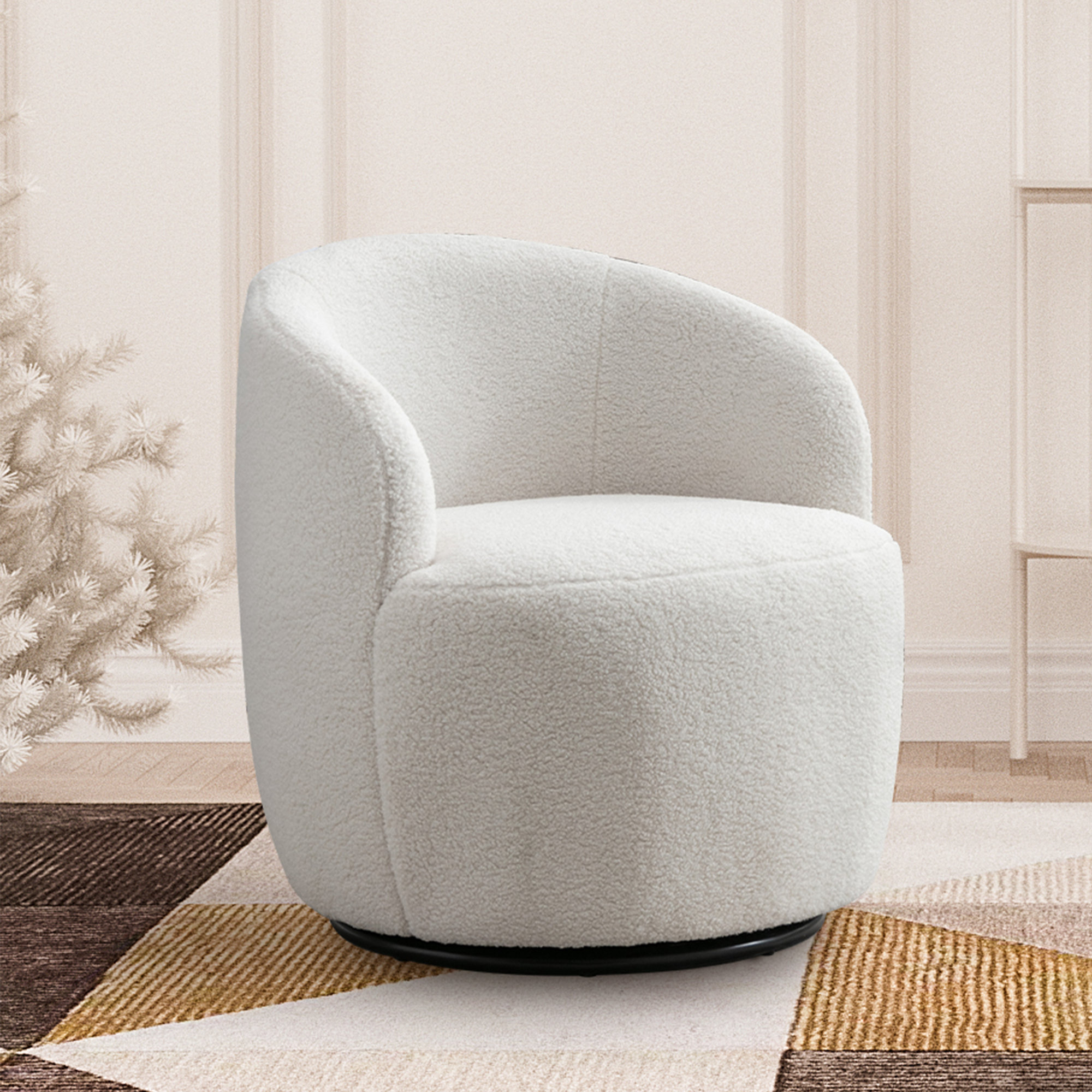 Upholstered Swivel Barrel Chair