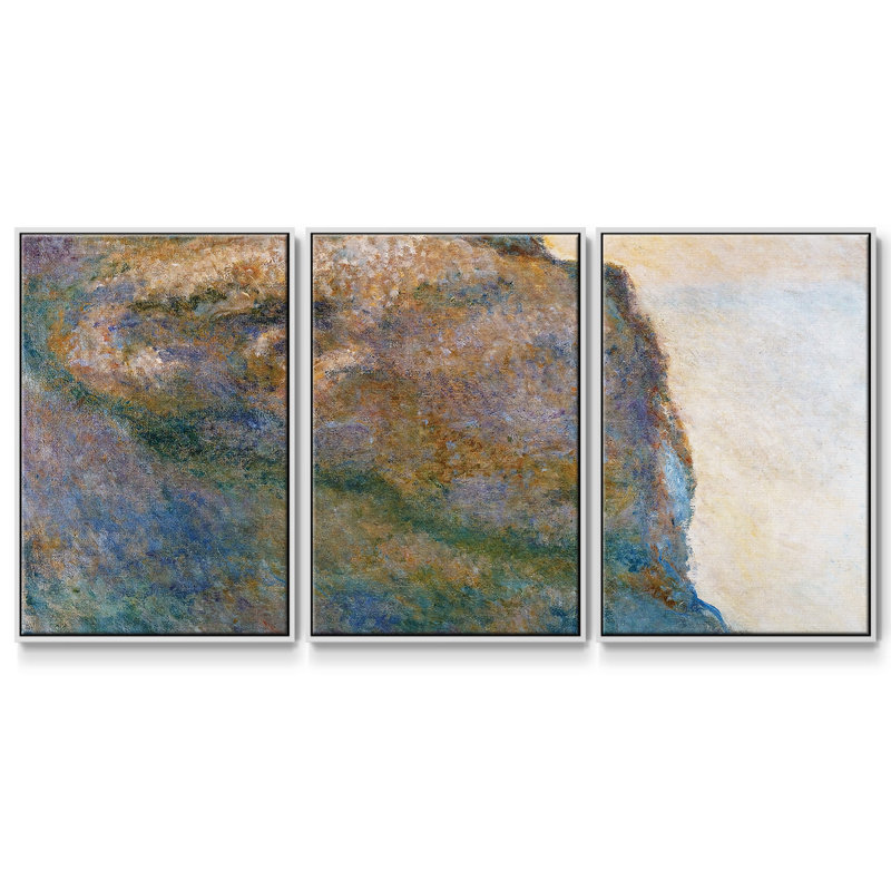 «Cliff at Petit Ailly», 1896, reproduction sur toile flottante 3 pièces, H 24 po x l 48 po, Blanc