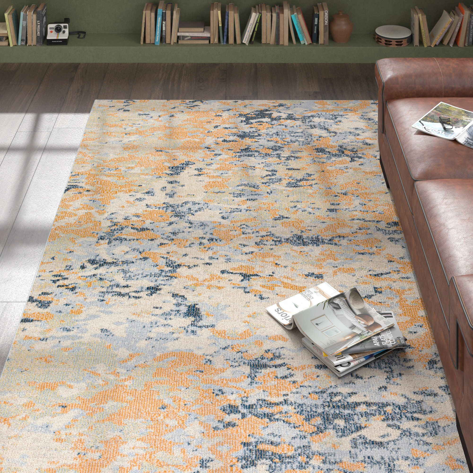 Trent Austin Design® Almonte Machine Woven Area Rug in Orange/Blue ...