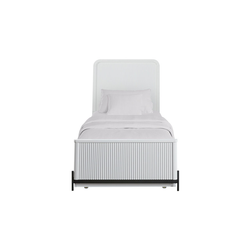 Lit double blanc avec lit gigogne simple et magnifique placage de bouleau