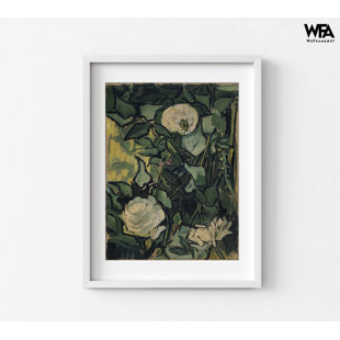 Roses par Vincent Van Gogh, décor de fleur blanche, rose pâle, art mural floral, estampes célèbres de Van Gogh, impression d'art nature verte, art mural rose