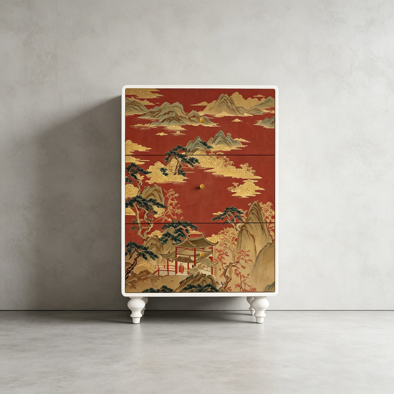Rangement pour vestibule en bois massif rétro, Ivory