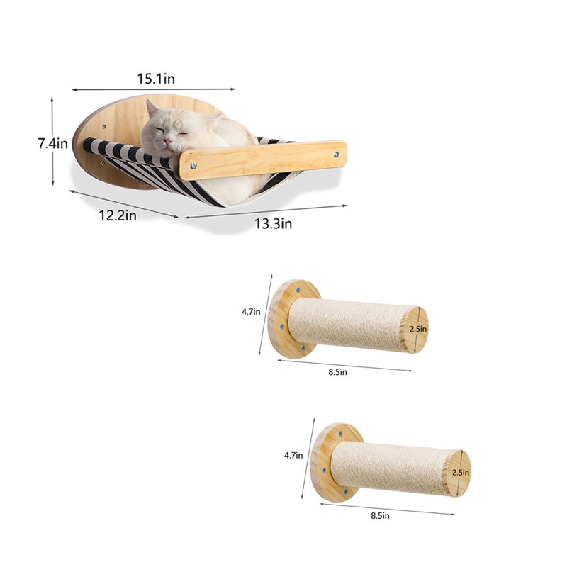 Cat Hammock with 2 Scratching Posts on Wall