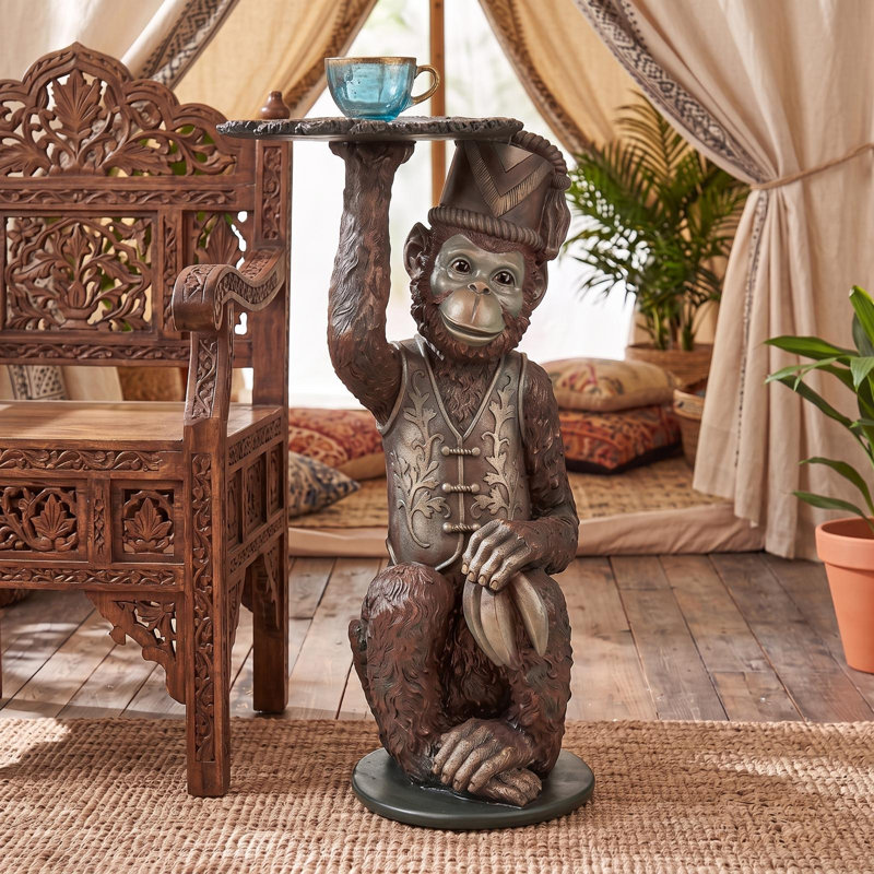 Moroccan Monkey Butler Figurine End Table