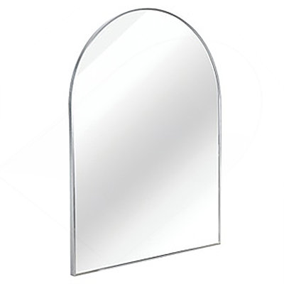 30X36 Inch Silver Metal Framed Arched Bathrrom Mirror For Wall.