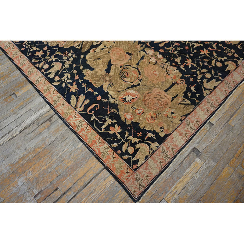 Rare Antique Room Size Black Caucasian Karabagh Area Rug