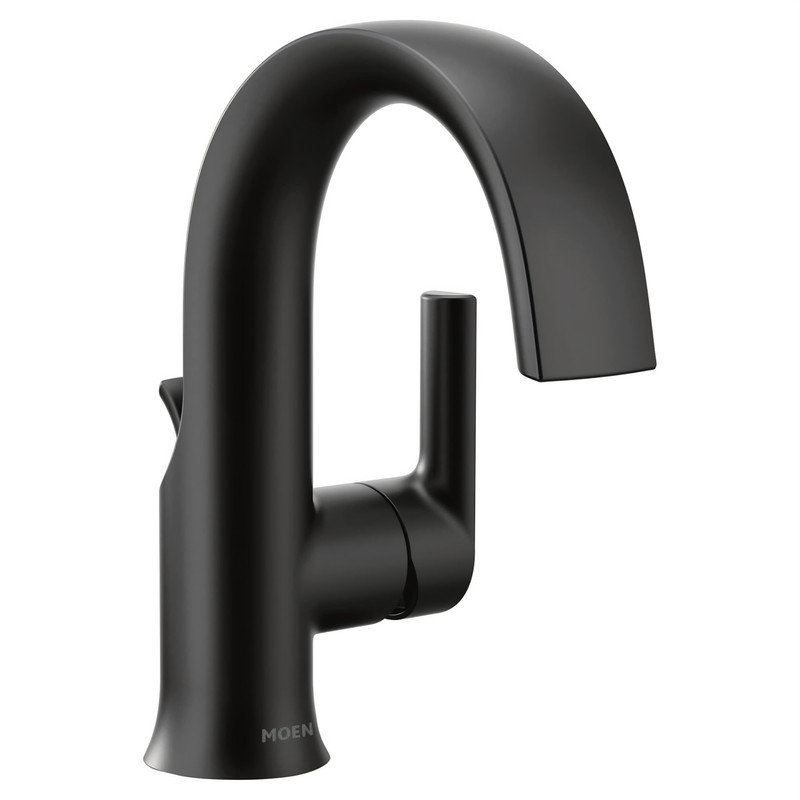 Doux Single Hole Bathroom Faucet with Drain Assembly, Matte Black