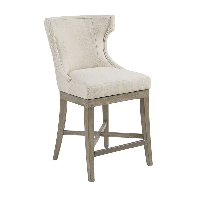 Tabouret de comptoir pivotant Hajir, Beige, Tabouret de comptoir (siège d'une hauteur de 18 p