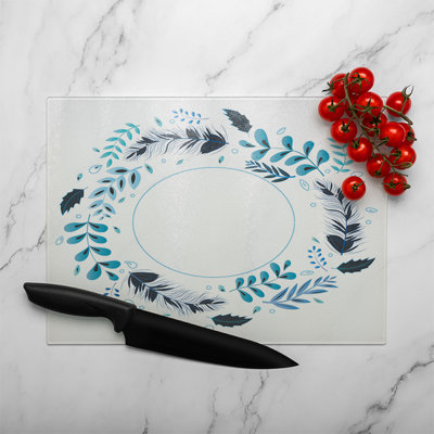 Leaves Frame Glass Chopping Board