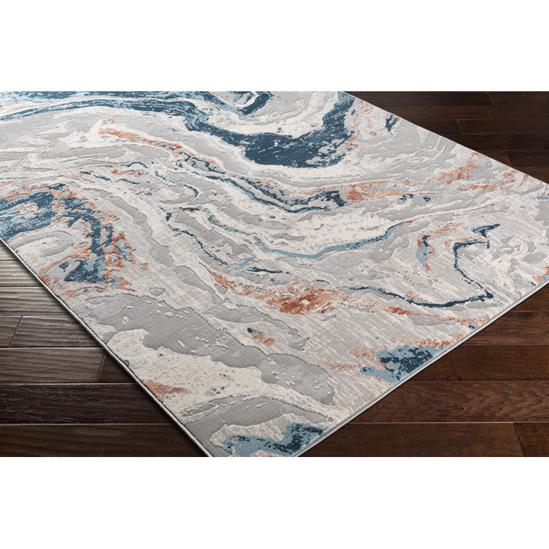 Tapis taupe / ivoire à motif abstrait Mycroft, Rectangle 7 pi 10 po x 10 pi 2 po