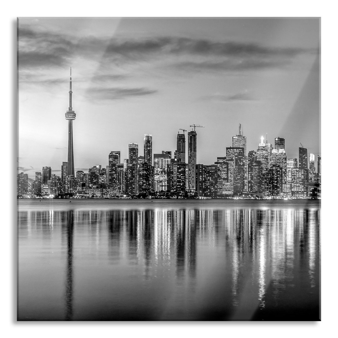 Glasbild Skyline Toronto in der Abenddämmerung