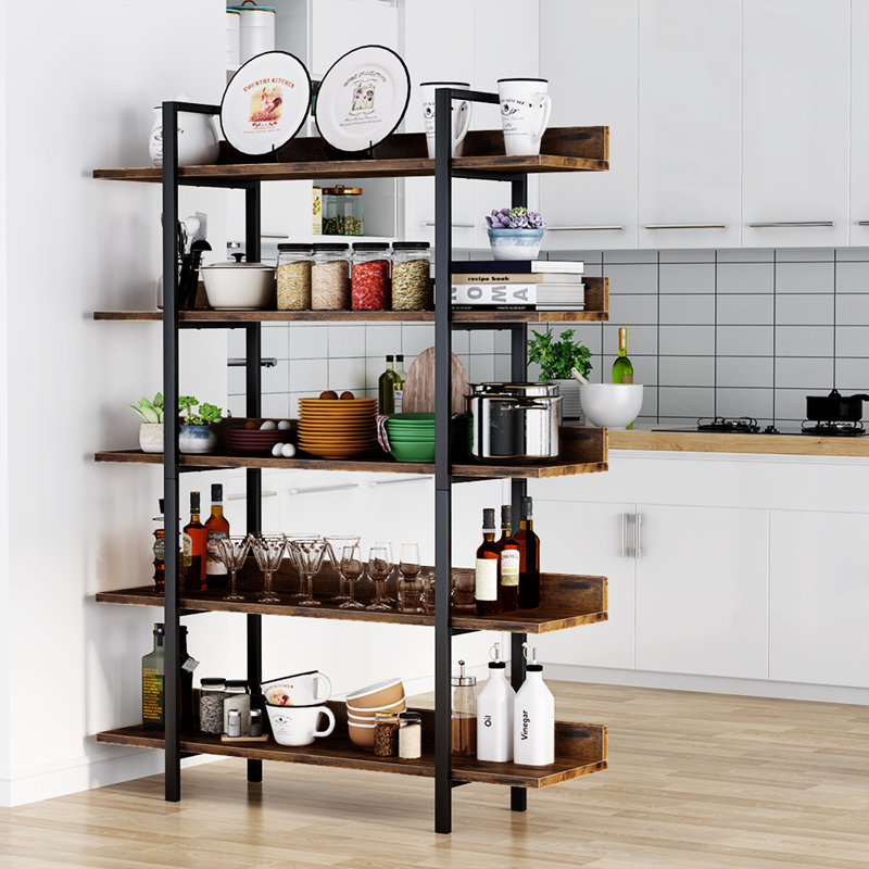 Bookshelf Bookcase Storage Rack Standing Shelf 5-Tier Industrial Bookcase Honesdale