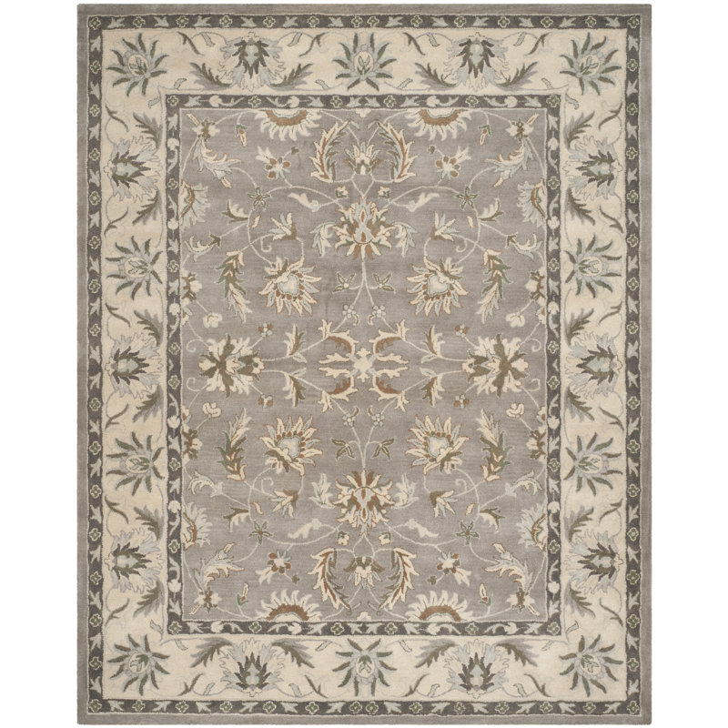 Tapis gris / beige en laine touffeté à la main Tressler, Rectangle 8 pi x 10 pi