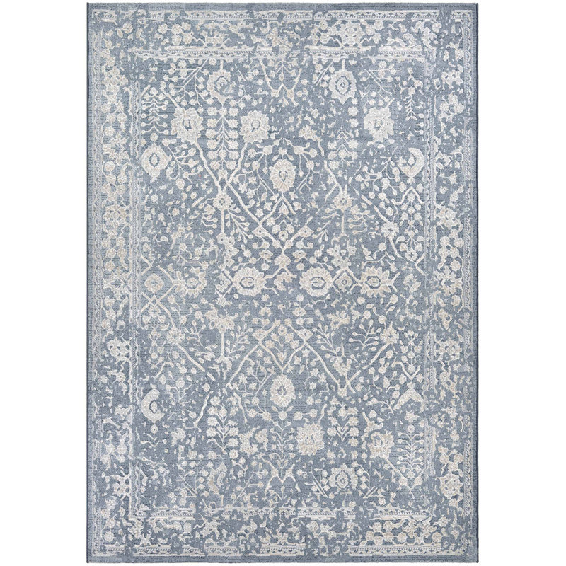 Tapis performance huître bleu ardoise Ouzts, Rectangle 9 pi 2 po x 12 pi 9 po