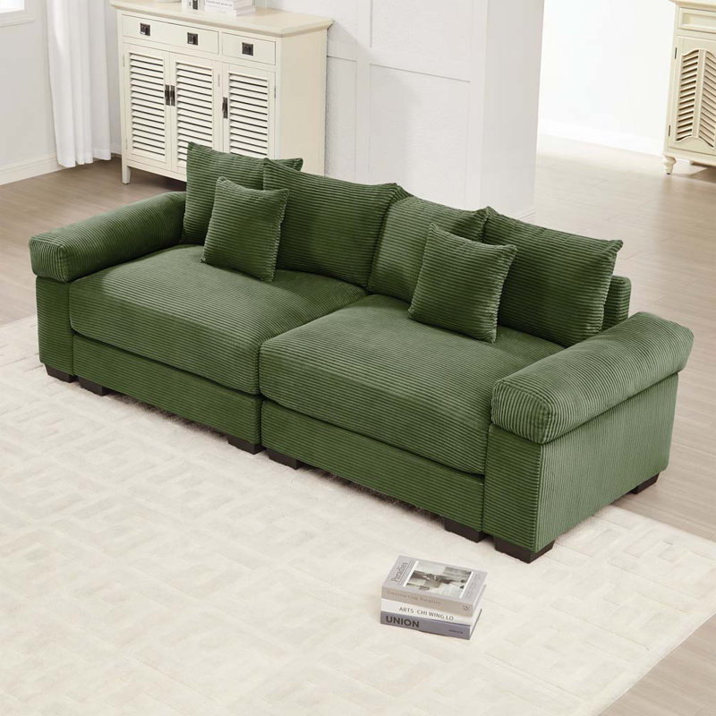 Oversized Cloud Modular Sectional Couch, Green, 34.2" H x 82.6" W x 33.8" D, 2