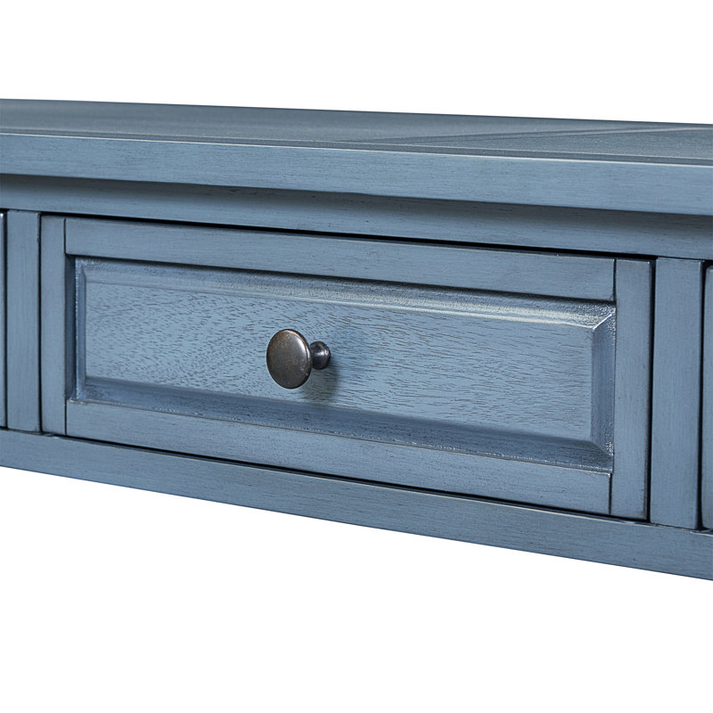 Aiyonna 63" Console Table,Entryway Table,Sofa Table with 3 functional drawers and a bottom shelf, Navy