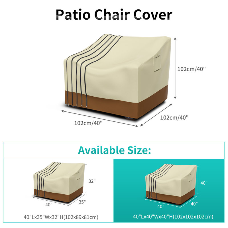 Housse pour chaise d'extérieur réglable Taille, H 40 po x l 40 po x P 40 po