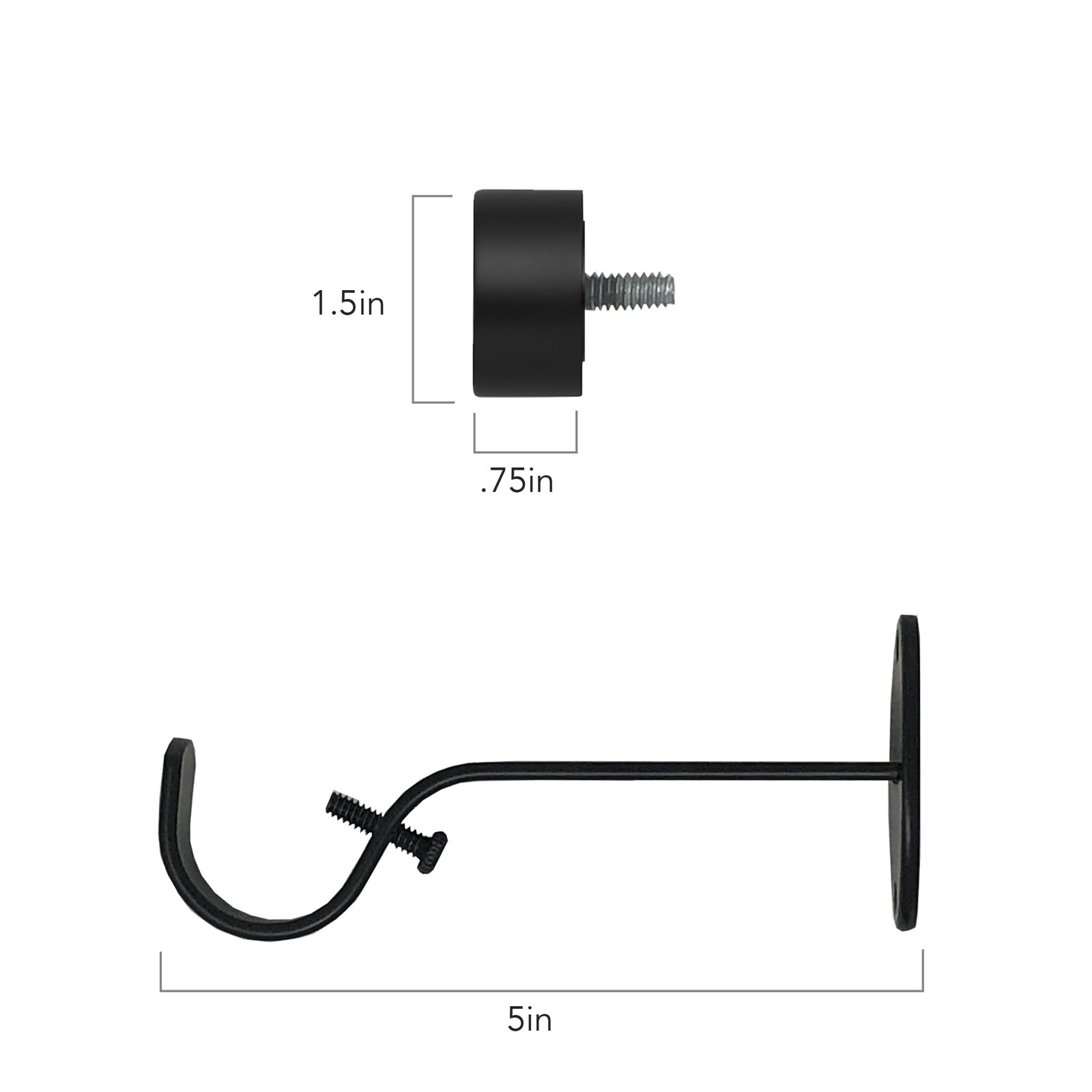 Victorine Adjustable 1" Single Curtain Rod with Contemporary Cap Finial, Oil-Rubbed Bronze, 1.5" H x 120" W x 5" D