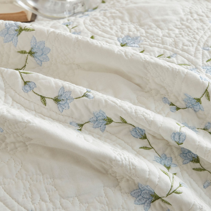 Ensemble de courtepointe 3 pièces, King Quilt + 2 Pillow Shams, Beige/Blue