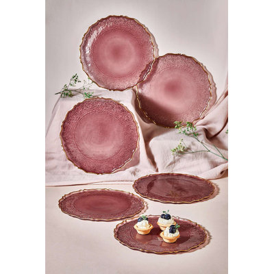 Ensemble d'assiettes à dessert Elegant (6 pièces), couleur damson, 8,3 po x 8,3 po | 100% verre, ne va pas au lave-vaisselle ni au micro-ondes | Parfait pour les occasions spéciales et le design élégant, durable et accrocheur