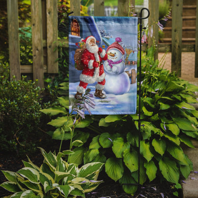 Drapeau de jardin à 2 côtés noël père noël et bonhomme de neige