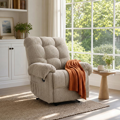 Fauteuil inclinable surpeuplé, méridienne ergonomique manuelle avec mousse haute densité et accoudoirs moelleux, fauteuil moderne en tissu robuste pour le salon, le cinéma maison