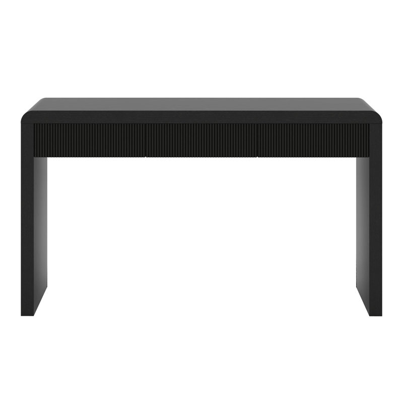 Rustic Console Table With Fluted Drawer Front, Entryway Table, Black