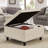 Large Square Storage Ottoman With Wooden Legs, Upholstered Button Tufted Coffee Table With Nail Trims For Living Space,Beige-745400461