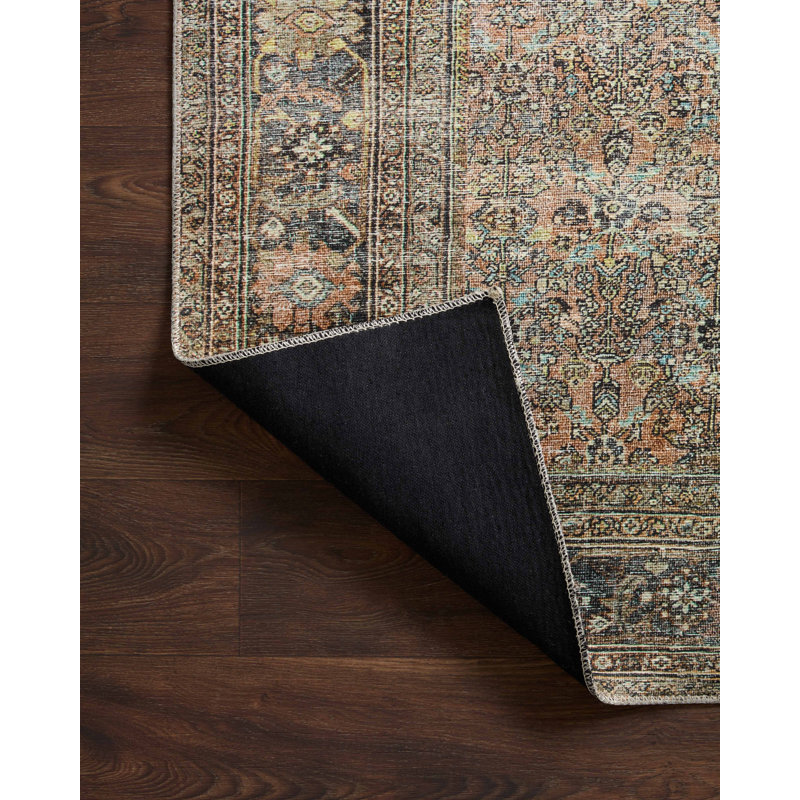 Adrian Terracotta and Charcoal Polyester Oriental Rug