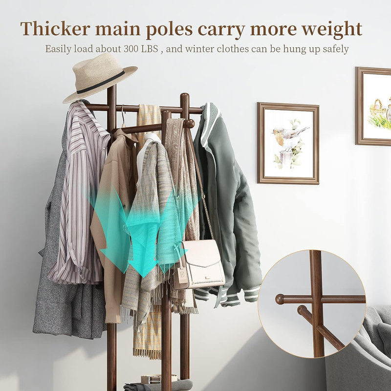 Gerrod Freestanding Coat Rack, Walnut