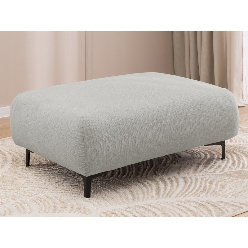 Footstool Cardea In A Design, Made Of Soft Textured Fabric With High Seating Comfort, Light Grey