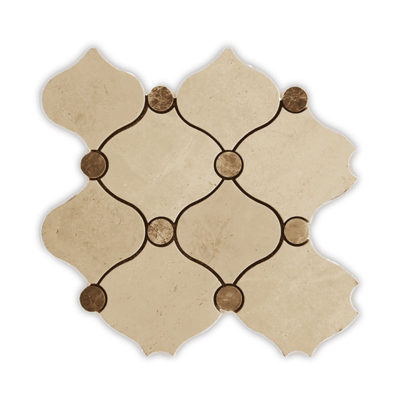 10.5" X 10.5" Marble Crema Marfil Peach Mosaic Jlwj102 Wall & Floor Tile(5Pcs/Box)