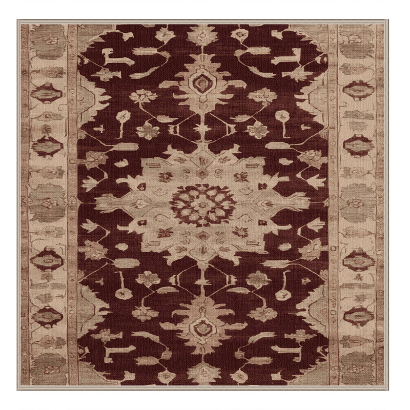 Machine Washable Overdyed Brown Area Rug, Square 6'