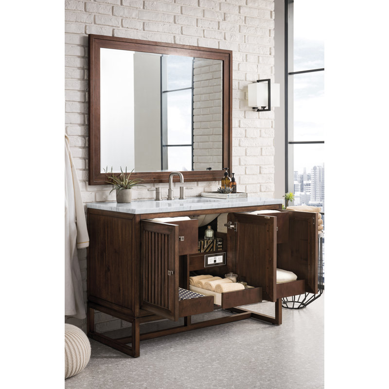 Ensemble de meuble-lavabo simple 48 po Athens, Bleu californien, Blanc brillant, 8 po