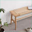 Banc scandinave en chêne massif avec siège en canne tissé pour salle à manger / chambre à coucher / salle de bain | Chêne | Canne